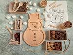 Bükkfából készült Hóember alakú fatányér a Piknik Shop-ban